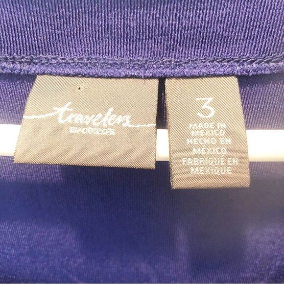 Chico’s Travelers Blue 3/4 Open Sleeve Top Size 3 - Picture 3 of 5